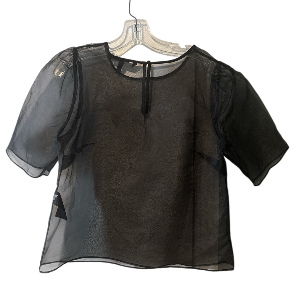 White House Black Market Black Sheer Women's Top Size 10. - Picture 2 of 4